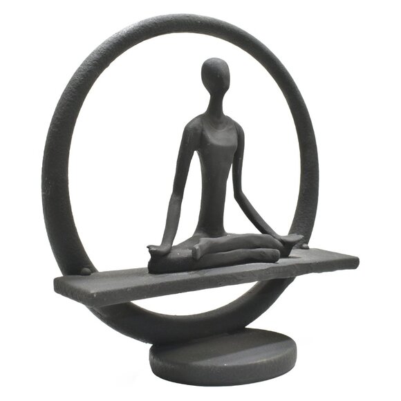 Adam & Friends Home Decor Yoga Meditation Circle Sculpture | 1-Piece | Black - Picture 3 of 6